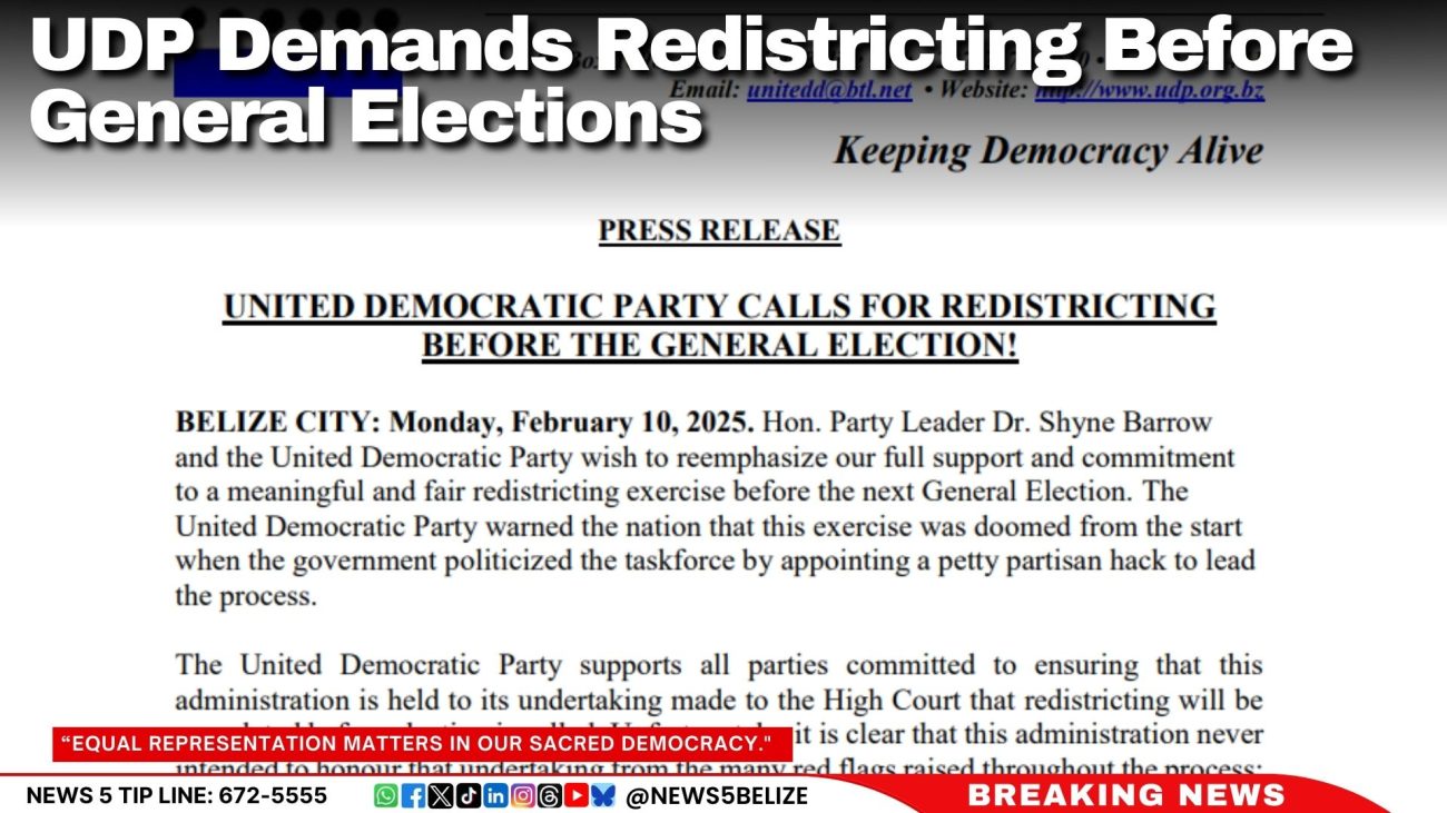 UDP Demands Redistricting Before General Elections