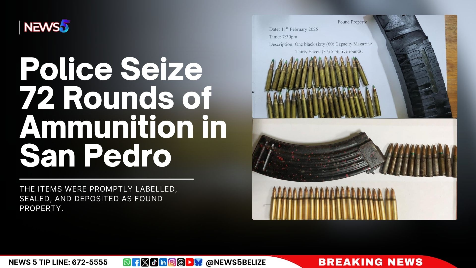 Police Seize 72 Rounds of Ammunition in San Pedro