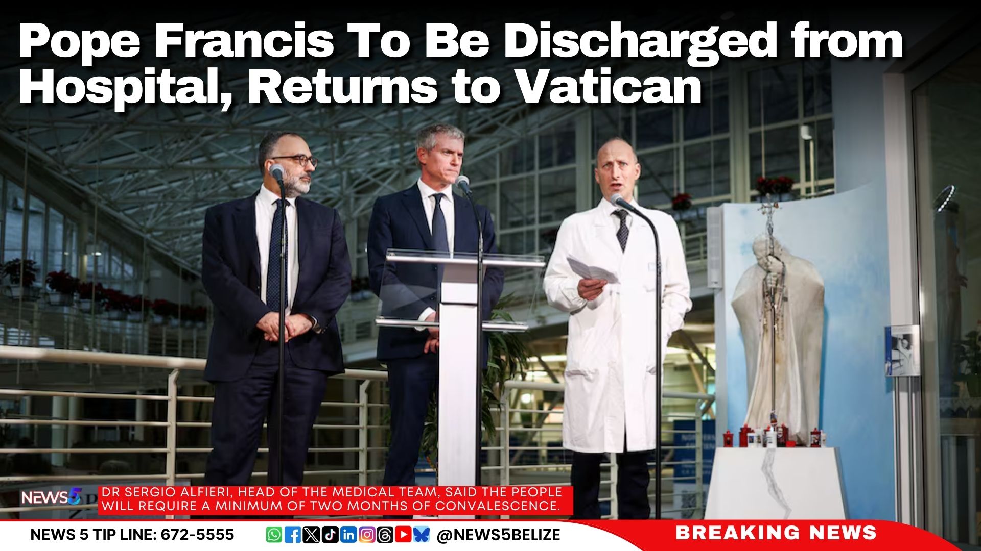 Pope Francis To Be Discharged from Hospital, Returns to Vatican