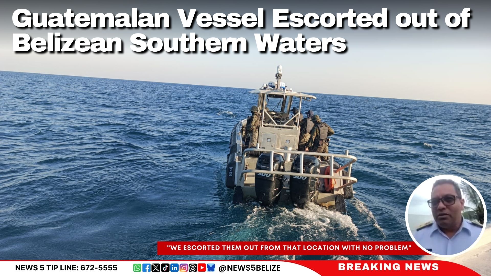 Guatemalan Vessel Escorted out of Belizean Southern Waters