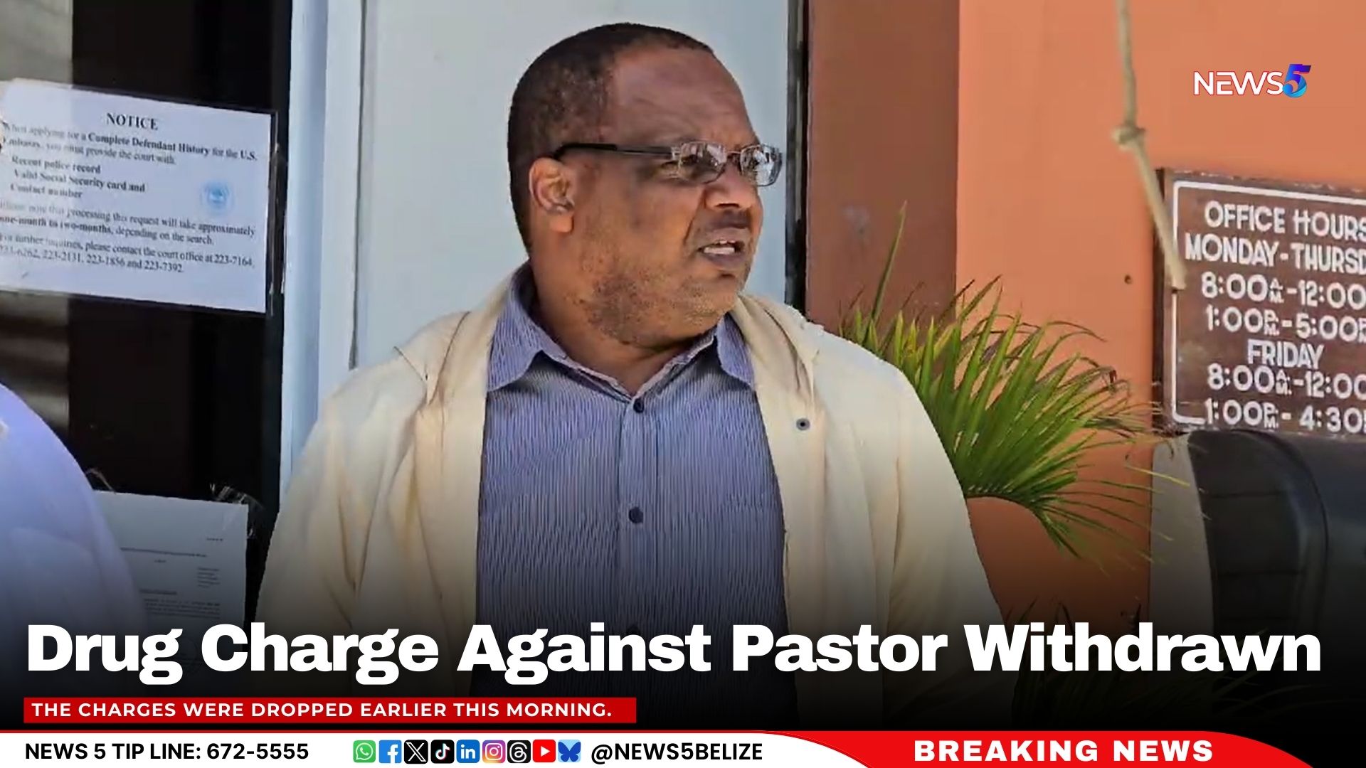 Drug Charge Against Pastor Withdrawn