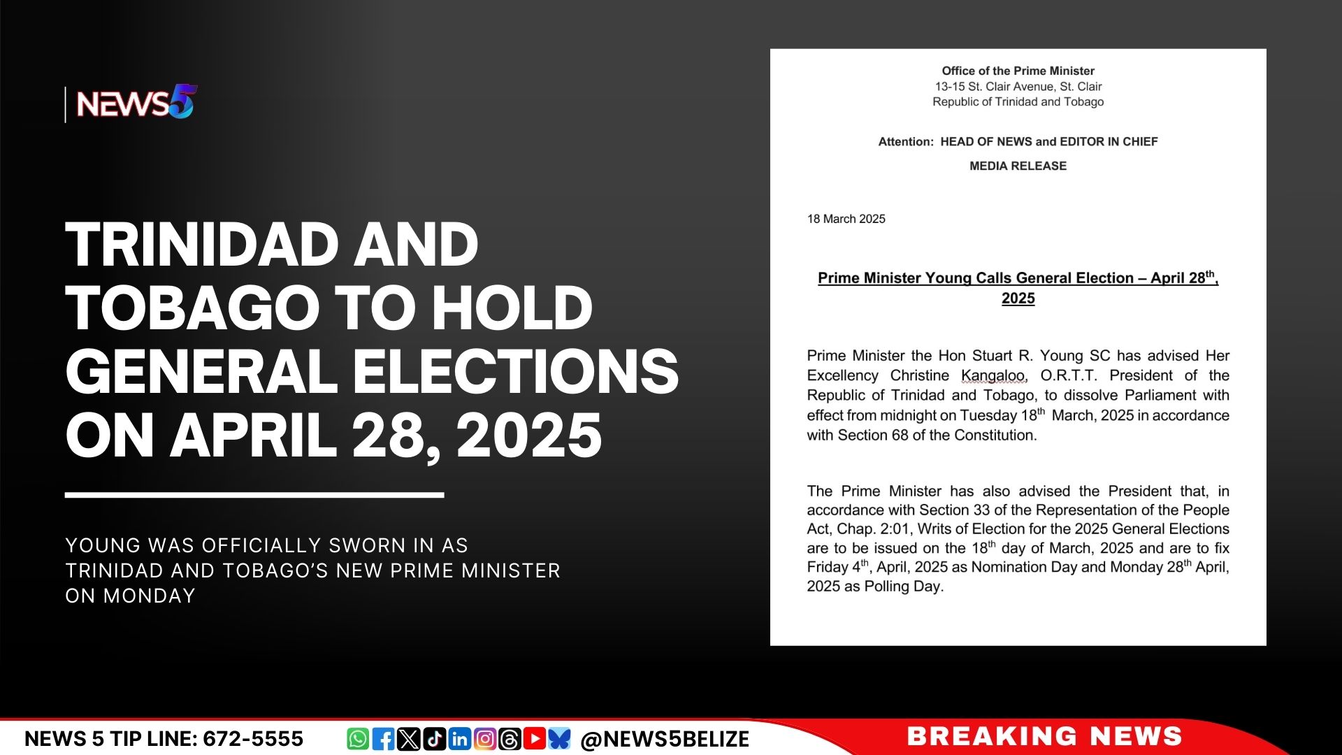 Trinidad and Tobago to Hold General Elections on April 28, 2025 ...