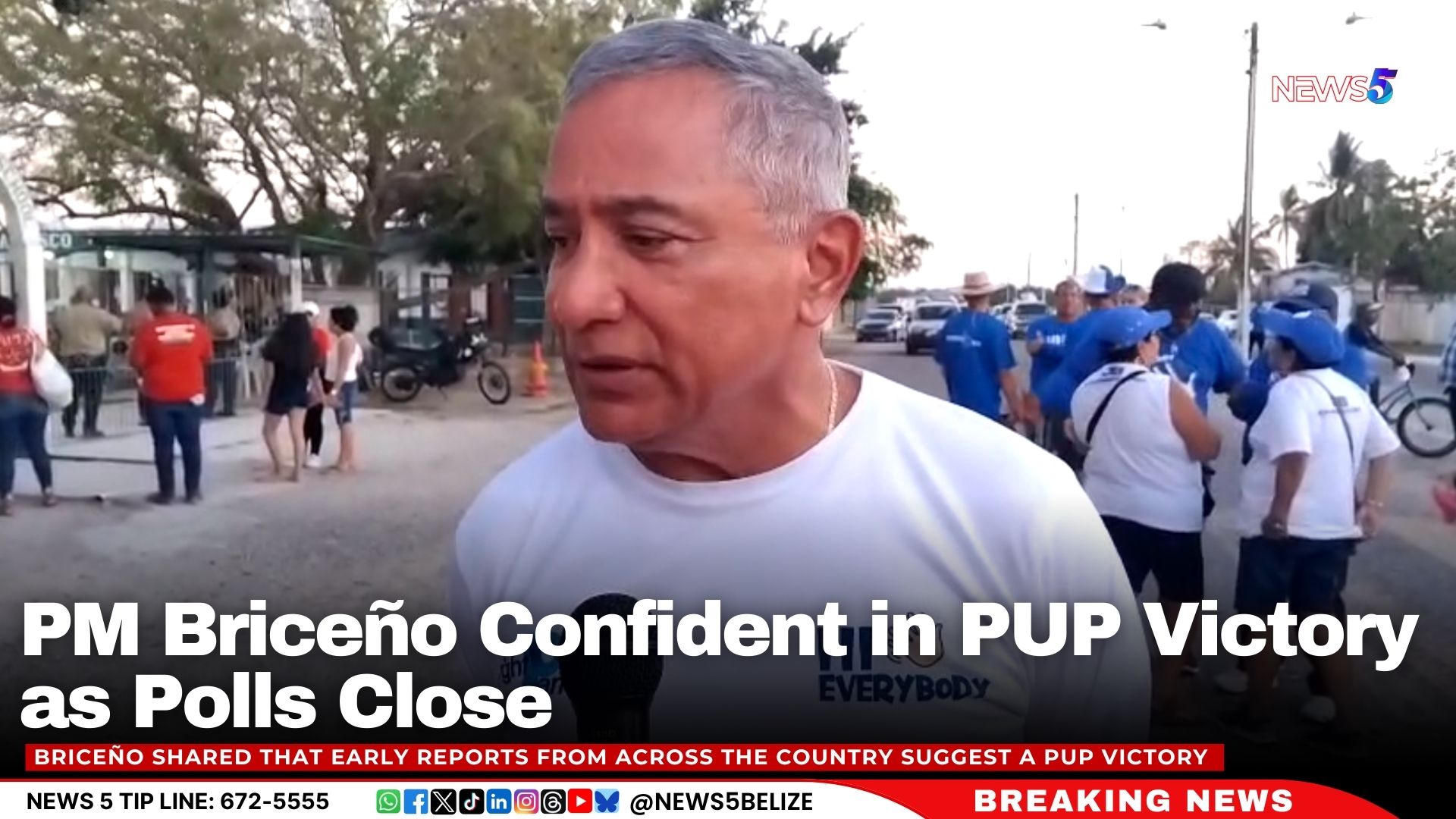 PM Briceño Confident in PUP Victory as Polls Close