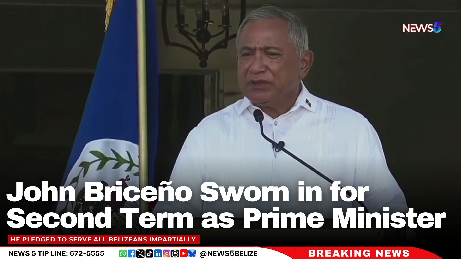 John Briceño Sworn in for Second Term as Prime Minister