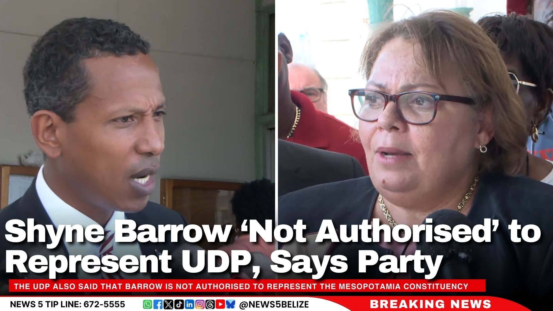Shyne Barrow ‘Not Authorised’ to Represent UDP, Says Party