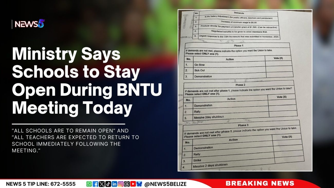 Ministry Says Schools to Stay Open During BNTU Meeting Today