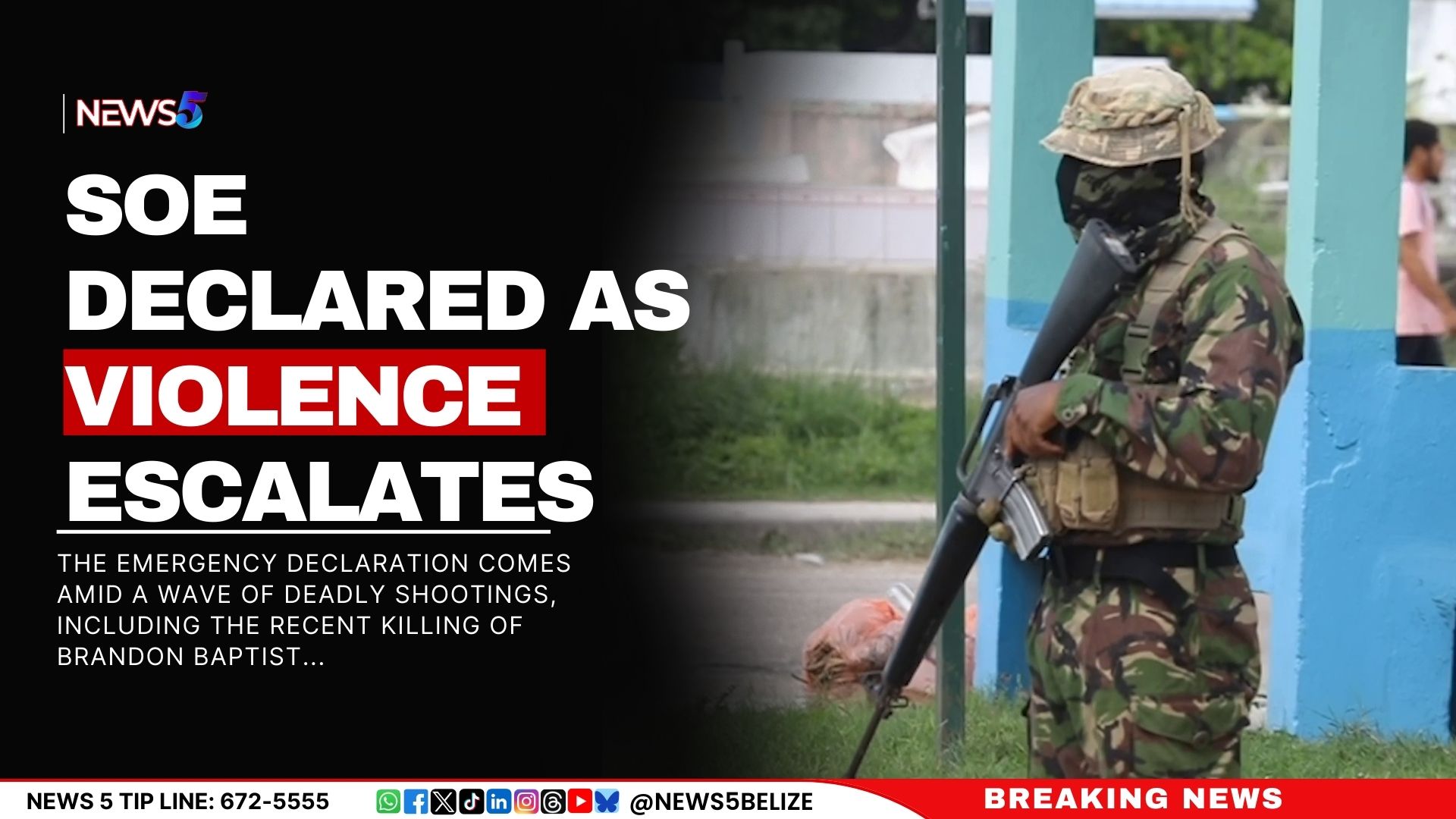 State of Emergency Declared in Belize City, Belize District, and Cayo as Violence Escalates