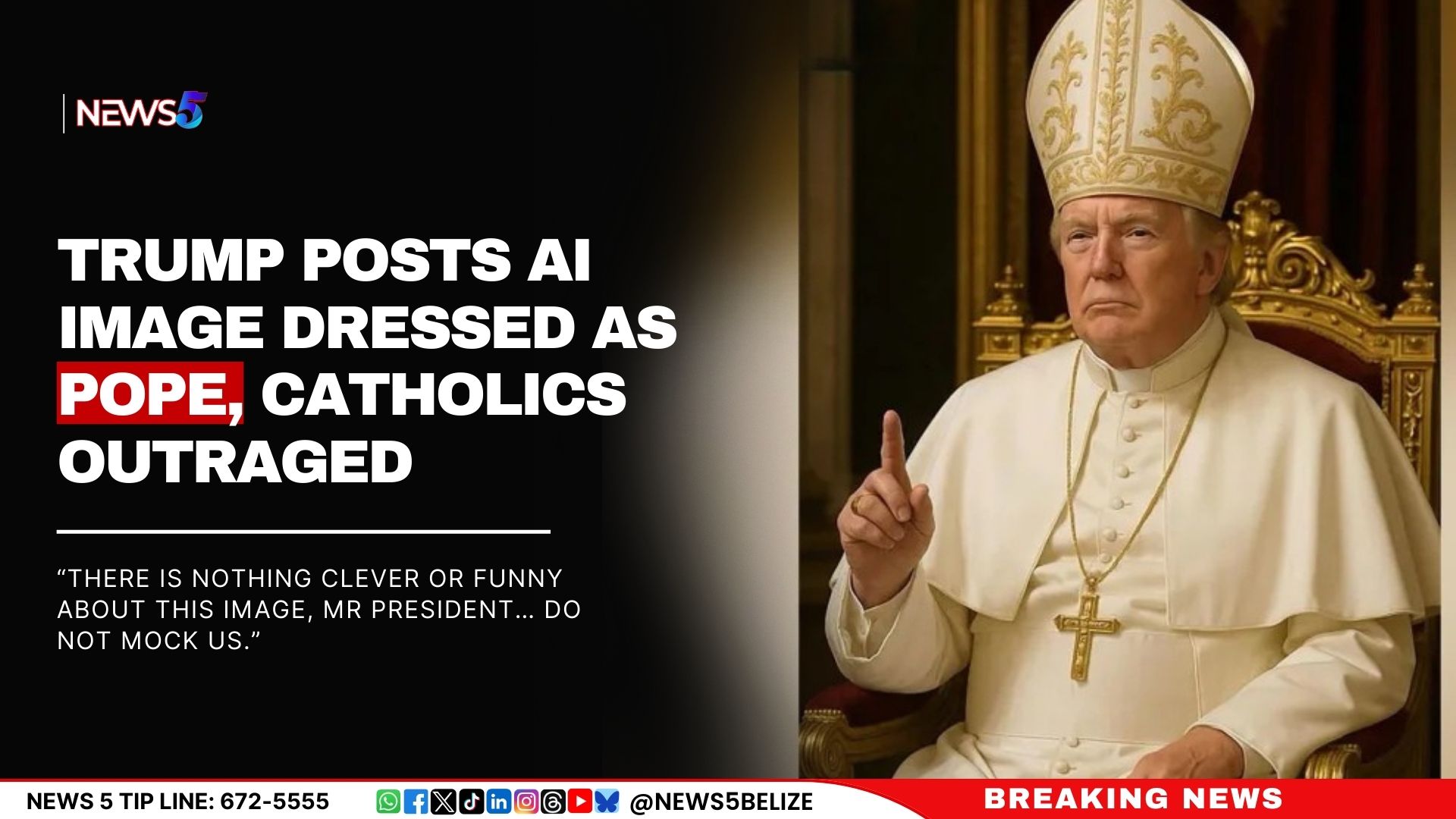 Trump Posts AI Image Dressed as Pope, Catholics Outraged