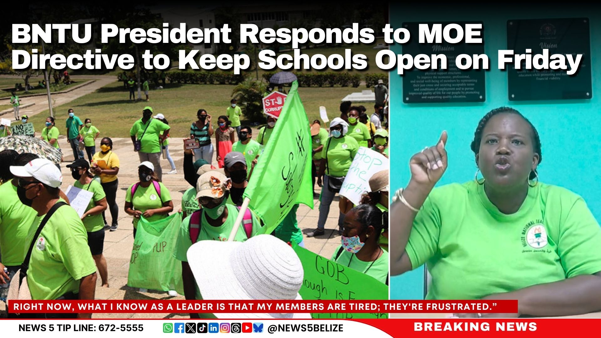 BNTU President Responds to MOE Directive to Keep Schools Open on Friday