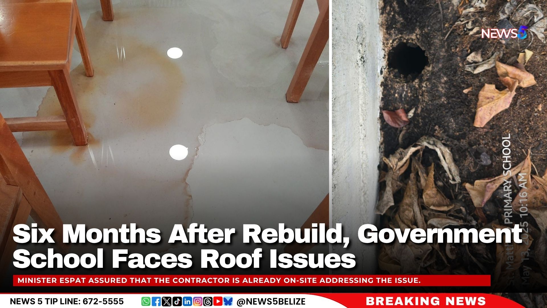 Six Months After Rebuild, Government School Faces Roof Issues