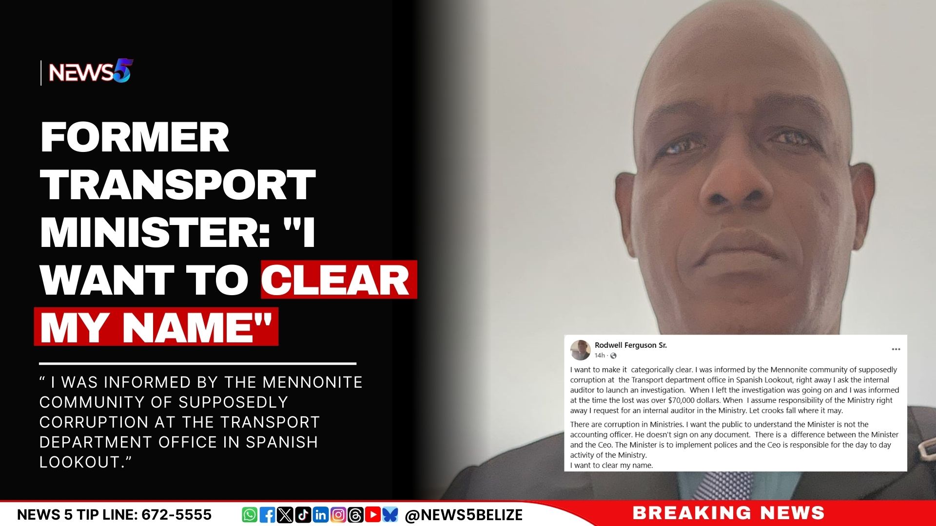 Former Transport Minister: "I Want to Clear My Name"