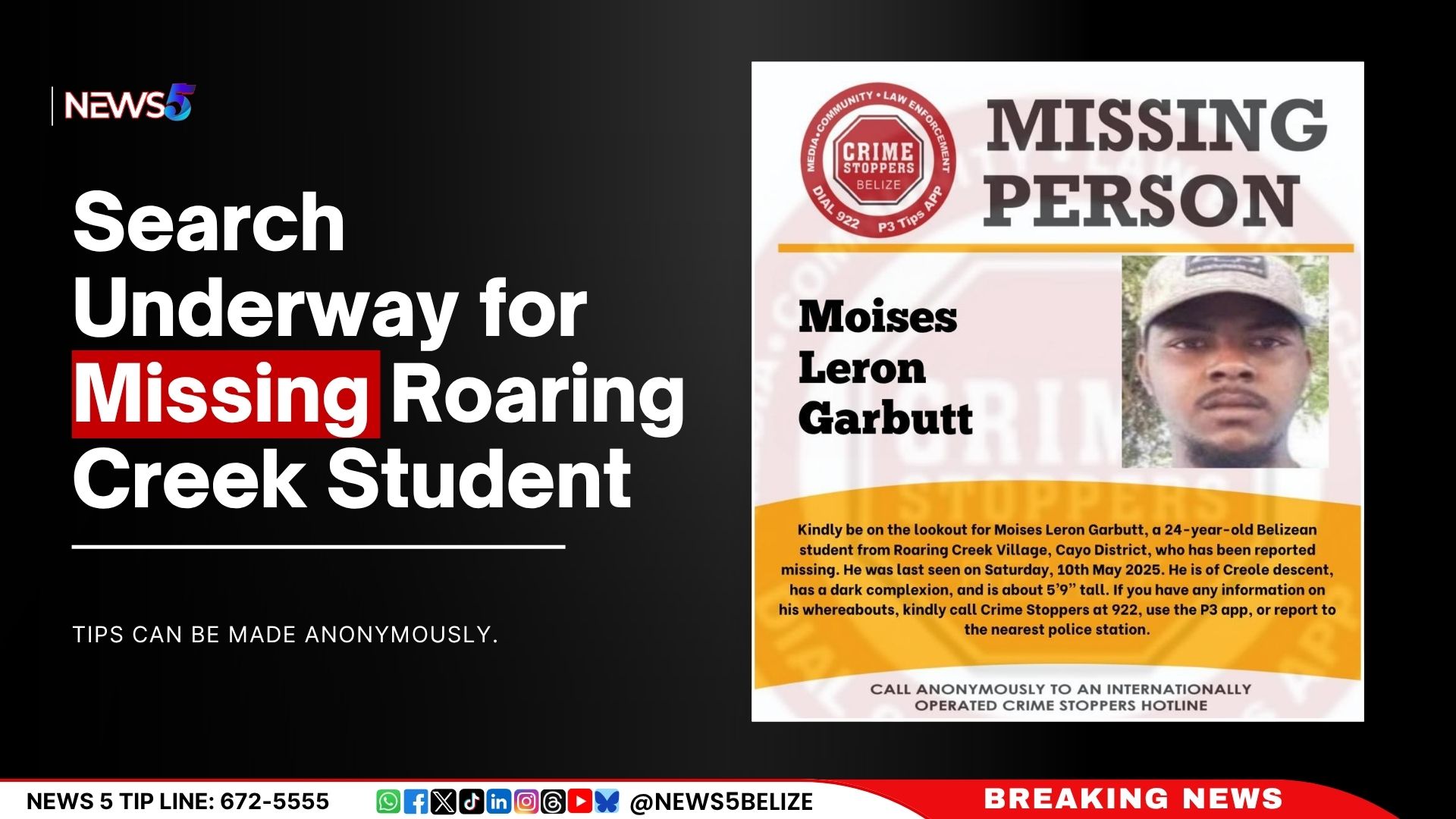 Search Underway for Missing Roaring Creek Student