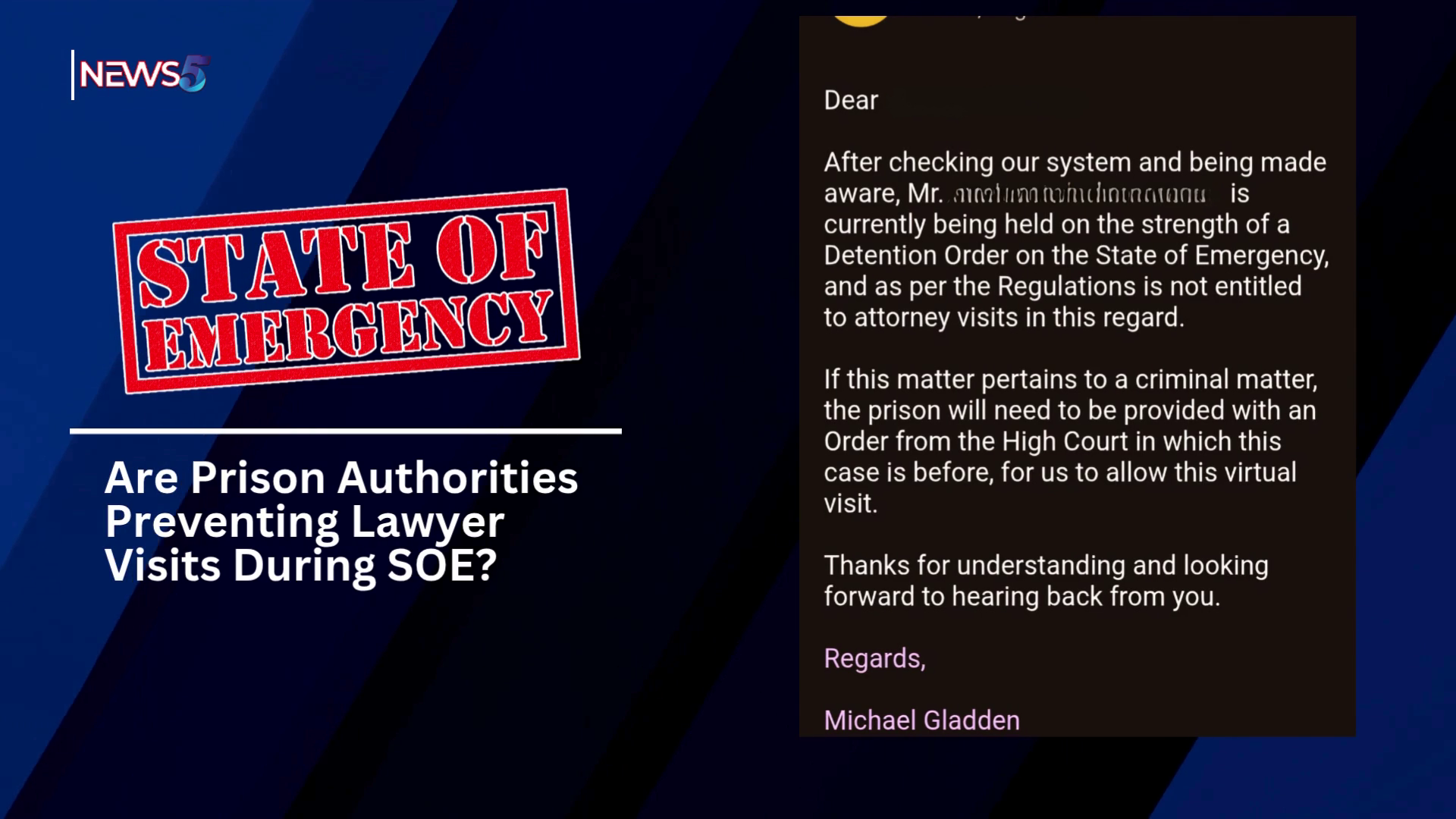 Attorney Raises Alarm Over Denied Legal Access Under State of Emergency